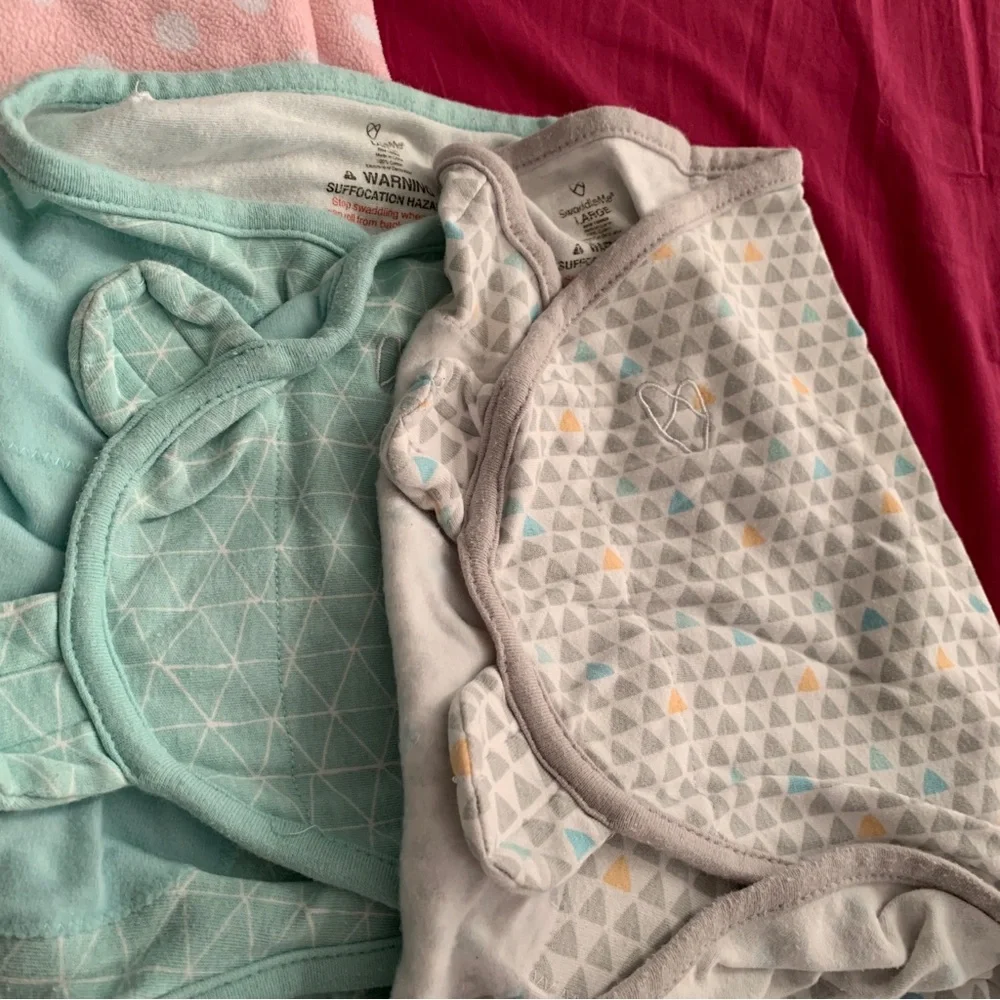 Lot of 3 Swaddles Wearable Blanket Sleep Sack Baby Girl Size 3 6 Months Large